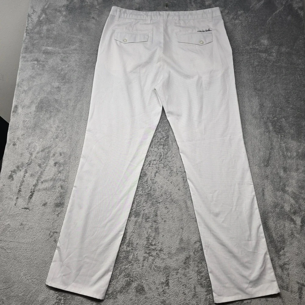 Travis Mathew Golf Pants Mens 38x34 White Micro Stripe Performance Stretch